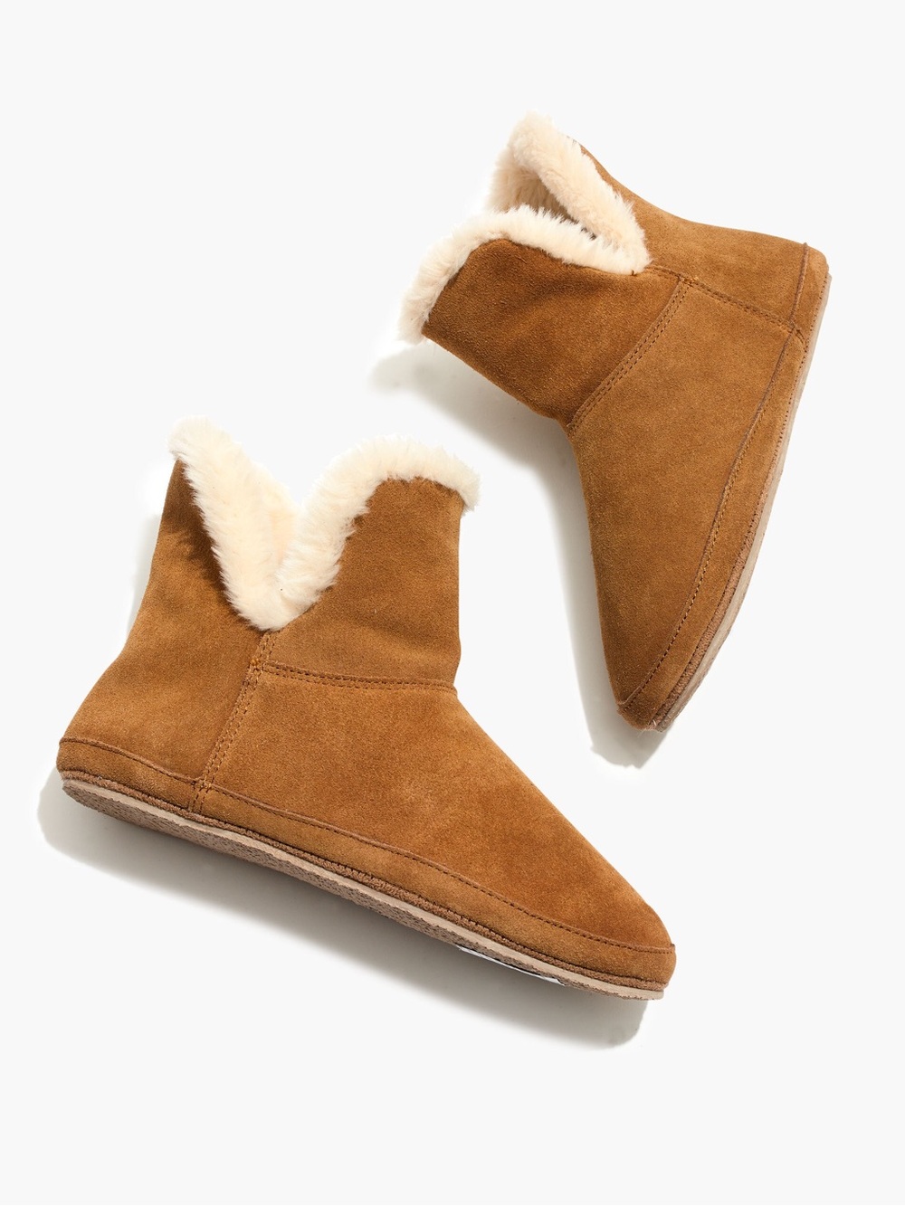 Madewell Suede Slipper Bootie Faux Fur Brown
